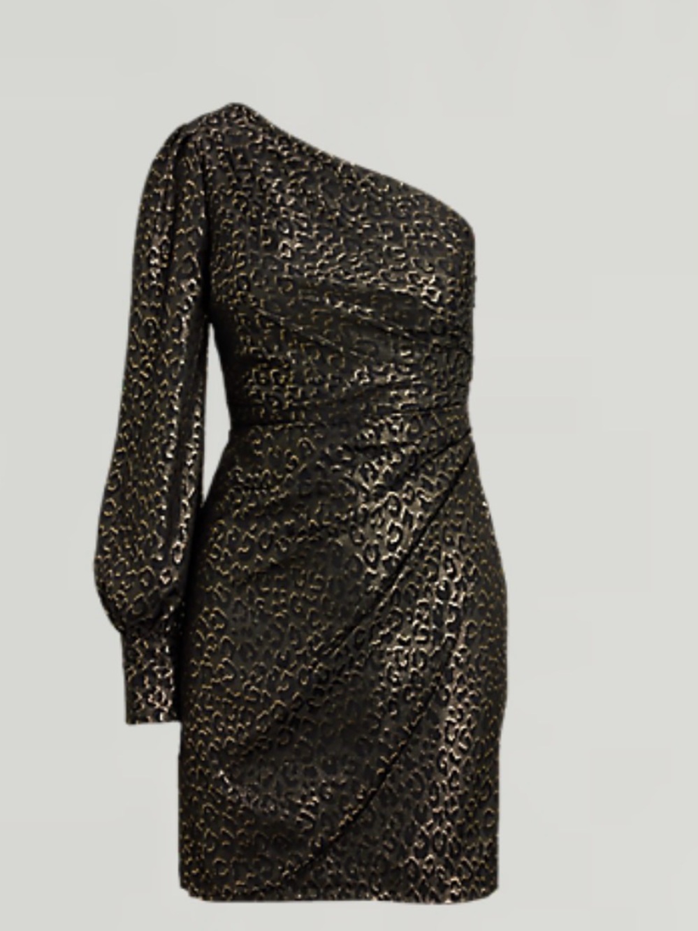Ralph Lauren One Shoulder Mini Dress Animal Print Size 6 Black Gold NWT #137